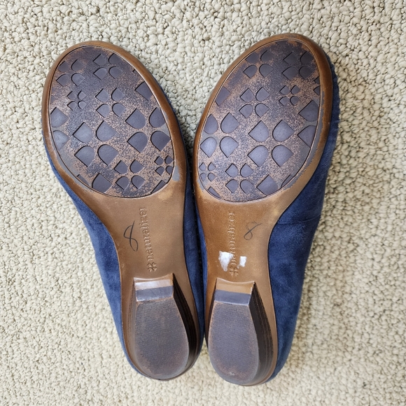Naturalizer Shoes Mitzy Slip On Flats Blue Suede Round Toe Work Wear Size 7 Wide - Picture 5 of 12